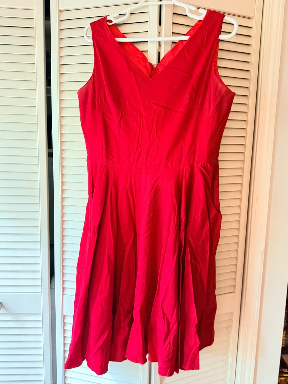 Pinup Couture Vibrant Red V-Neck Midi Dress